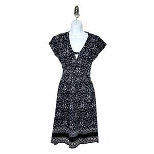 LOOMSTATE FOR BARNEYS GREEN GRAY AND WHITE FLORAL DRESS SZ M